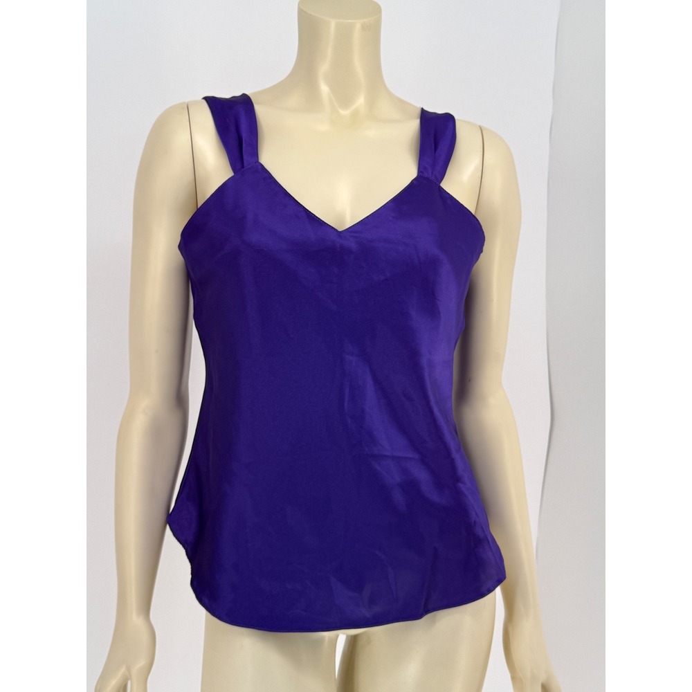 Vintage Lucie Ann II Purple Satin Camisole Top 1990s V-Neck Size 36 Made in USA